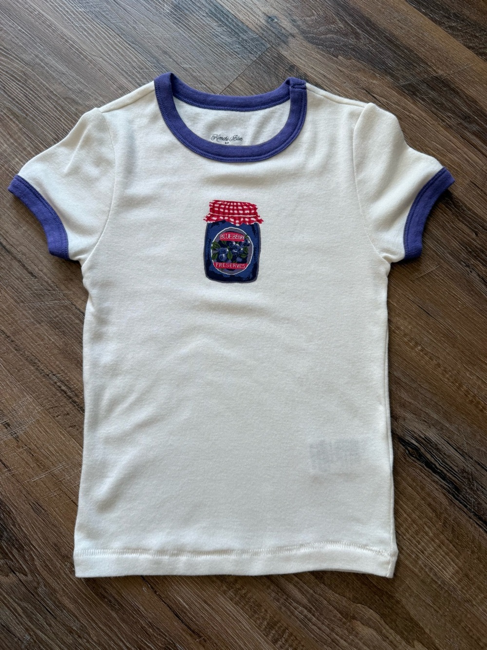 Kimchi Blue White Tee with Purple Trim and Jam Jar Patch